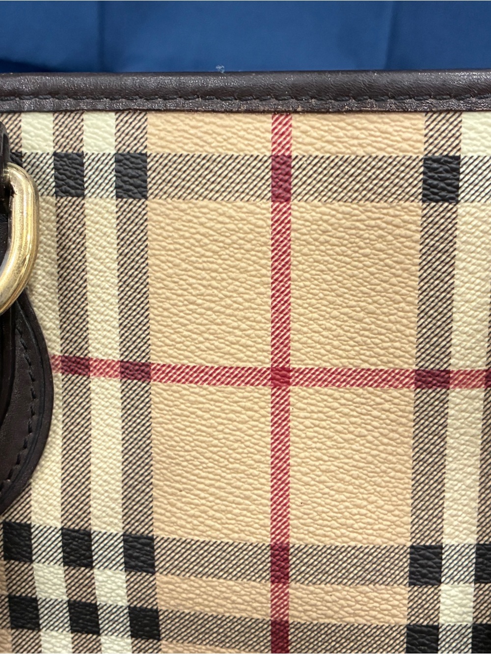 Authentic Burberry Nova Check Tote Bag Brown Leather Trim Large Shoulder Tote - Picture 13 of 13